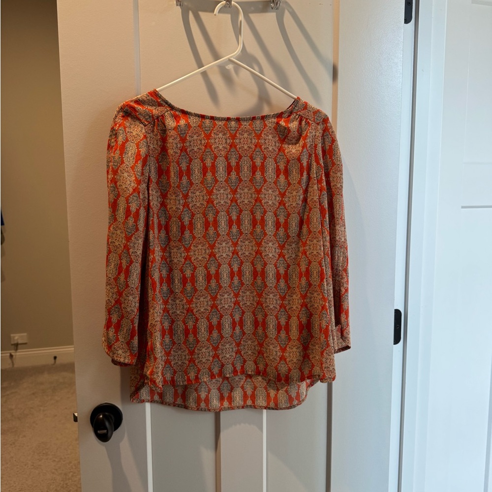 The Limited Orange Printed Boatneck Blouse